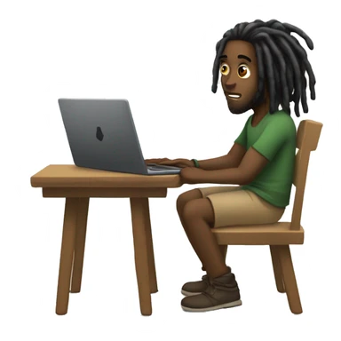 Black-guy-with-dreads-sitting-down-on-chair facing-foward-focused-on-laptop-computer- sticker
