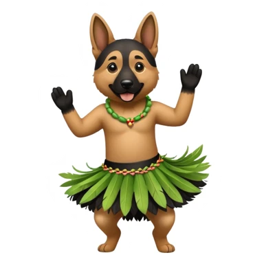 German shepherd hula dancing with grass skirt  sticker