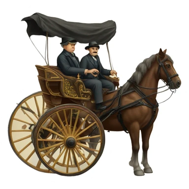 a man sits in a horse-drawn carriage from Russia in the 19th century sticker
