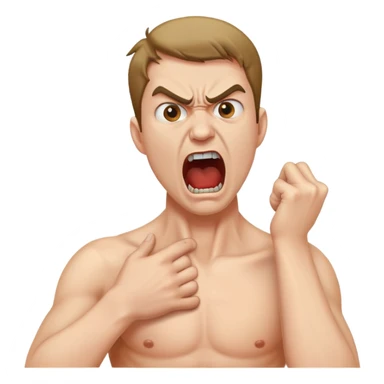 Angry guy screaming holding his own neck sticker