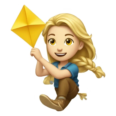 Caucasian Girl flying a yellow diamond-shaped kite sticker