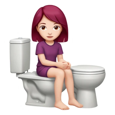 Beautiful burgundy haired girl sitting on the toilet sticker