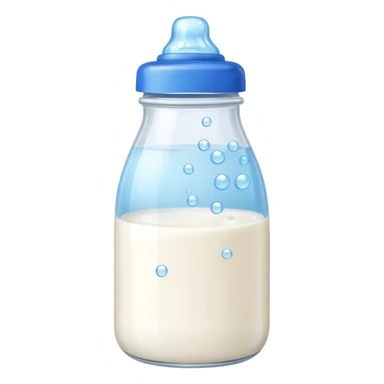 baby Milk bottle with blue cap and bubbles sticker