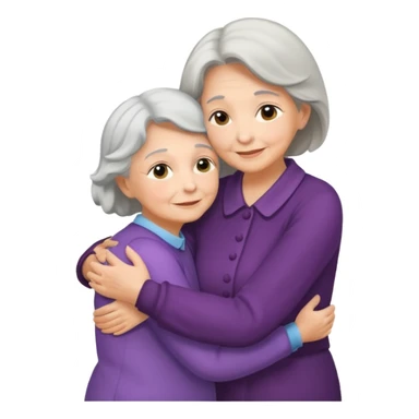 Silueta de anciana e hija sticker