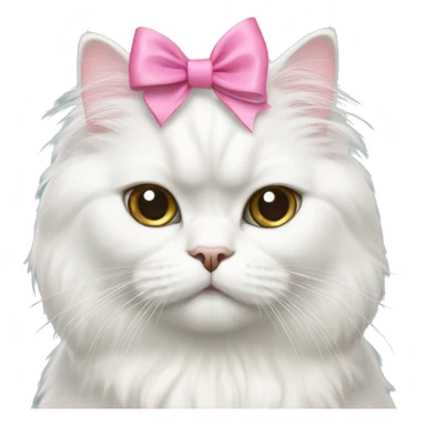 White Persian cat with pink bow  sticker