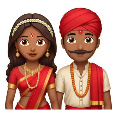 indian woman in saree and indian man in dhoti holding garlandrs sticker