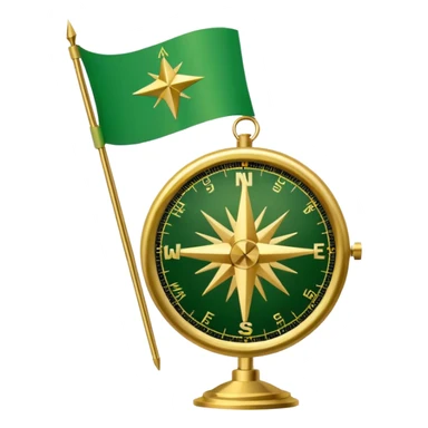 compass with a #5fe089 green color flag behind it sticker