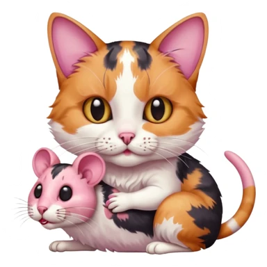 A cat holding a dead mouse in its mouth sticker