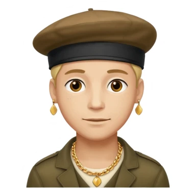 man with beret and necklacesuperhero with necklace sticker