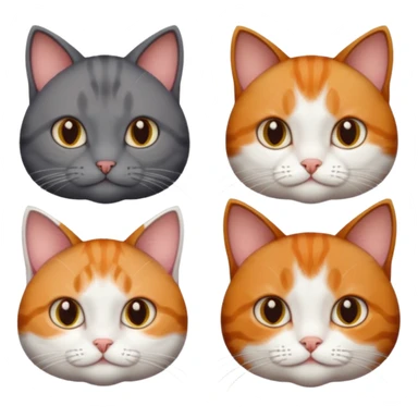 3 different coloured tiny short haired cats, including a dark grey and white cat, and a dark brown tabby and white and a ginger and white sticker