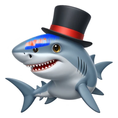 Shark with a top hat sticker