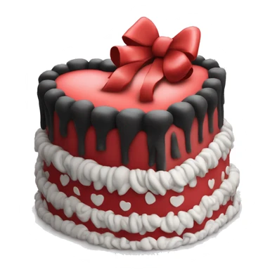 Red heart shaped birthday cake with black and white bows  sticker