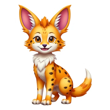 Cute Kawaii Epic Colorful Sergal-Serval-Vernid full body sticker