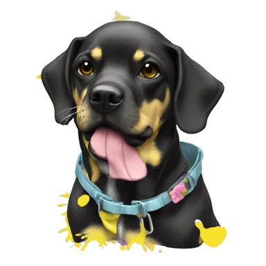 Melting punk black Graffiti dog floral patterns and yellow caution tape  sticker
