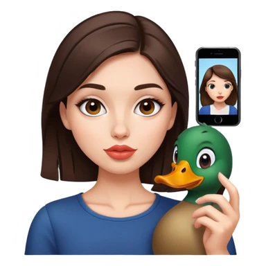 Brunette girl with duck face taking selfie sticker
