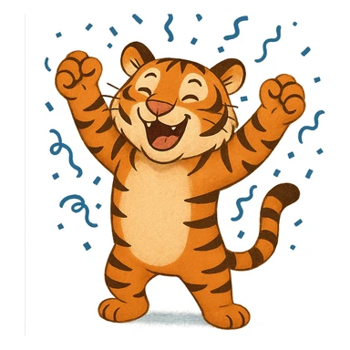 tiger celebrating, variation 6 sticker