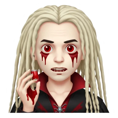 Blood face vampire with dreads holding a skin 47 sticker