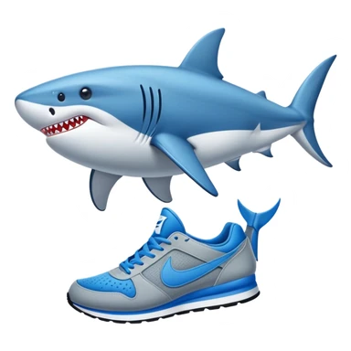 Un tiburón con zapatillas nike azules sticker