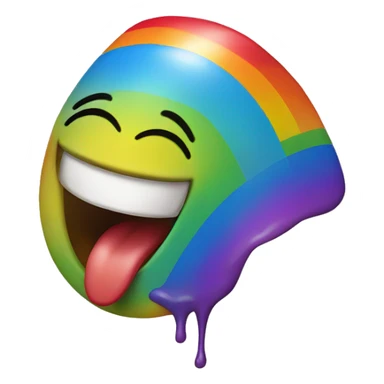 A rainbow-colored emoji or caricature sticking out its tongue sticker