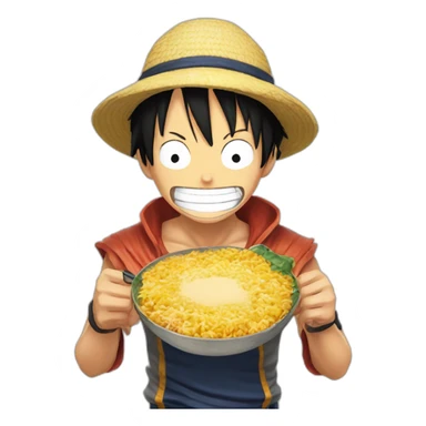luffy qui mange avec naruto sticker