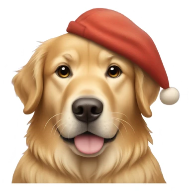 A golden retriever wearing a walrus hat sticker
