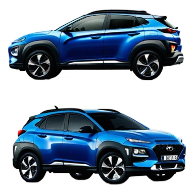 Dark blue hyundai kona hauling other hyundai konas sticker