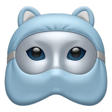 emoji of an isolated silky sleep mask, no eyes, no face, no character features, smooth satin texture with gentle shine, pastel grey-blue color, soft rounded shape, cozy winter pajama mood, soft shadows sticker