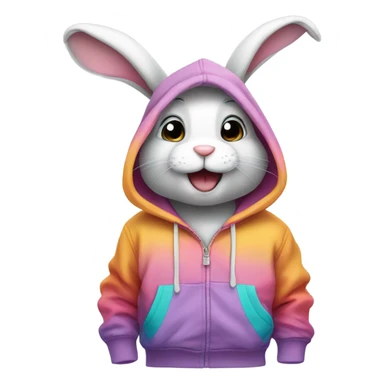 Bunny wearing a hoodie sticker