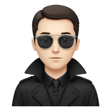white man in black trenchcoat and matrix sunglasses sticker
