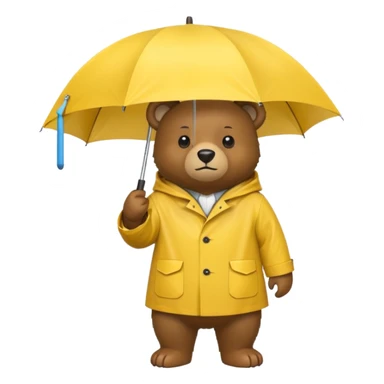Bear with umbrella, wearing rain coat sticker