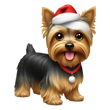 Yorkie with a Santa hat playing pickleball  sticker