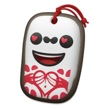 A Japanese omamori with a love heart on it sticker