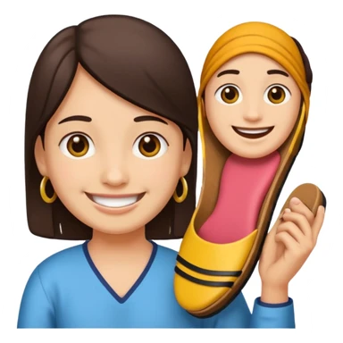 Smile, holding a chappal, emoji sticker