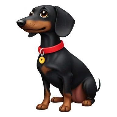 Black wiener dog with red collar  sticker