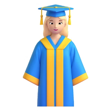 Ukrainian student with blue and yellow clothing, graduation cap sticker