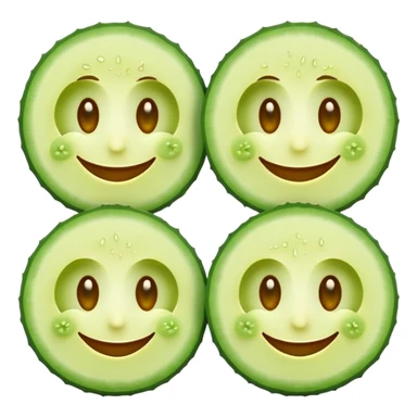 smiley face with green cucumber slices as both eyes, rest of face unchanged sticker