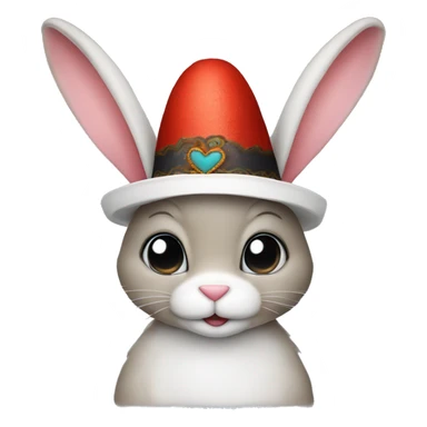 a bunny with heart eyes and a turkish hat sticker