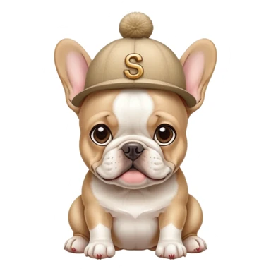 French Bulldog wearing a "S" hat. sticker