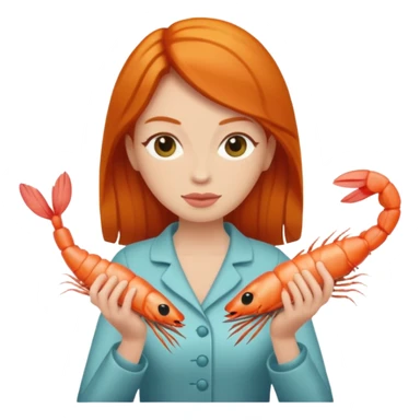 ginger woman with shrimp posture sticker