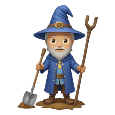 a wizard digging a hole sticker