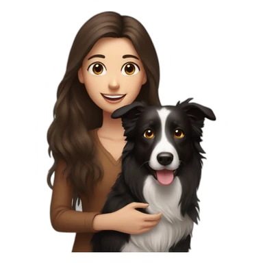 black border collie and woman with long brown hair sticker