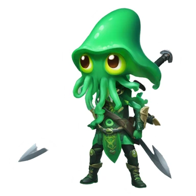green splatoon squid with warrior giant sword sticker