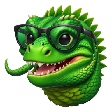 capitalist iguana head with black sunglasses smiling venomously sticker