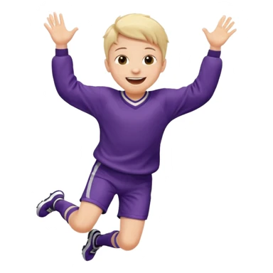 A small kid in an oversized jersey, jumping with excitement. sticker