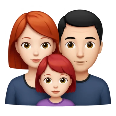 a family of three, all three white: the mother with short red hair, the father with black hair, and the daughter with black hair. sticker