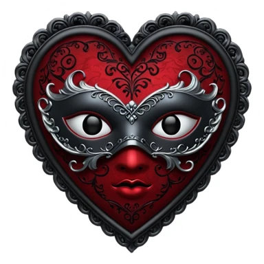 goth themed heart with a dark velvet mask sticker