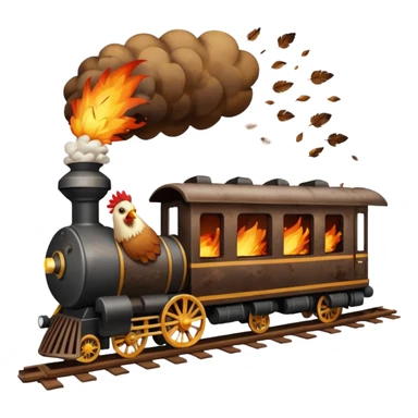 Chicken eating a train while exploding sticker