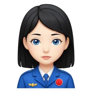 japanese schoolgirl with black hair and blue eyes sticker