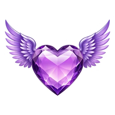 Purple crystal heart with wings sticker