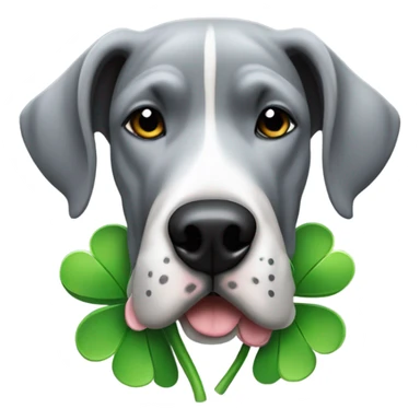 Grey great dane with four leaf clover sticker